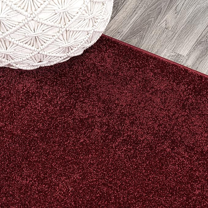 Eyely UES100Q-212 Supersoft Haze Solid Low-Pile Indoor Runner Rug, Coastal, Bohemian, Minimalist, Classic, Casual for Bedroom,Kitchen,Living Room,Non Shedding,Easy-Washing, Red, 2 X 12