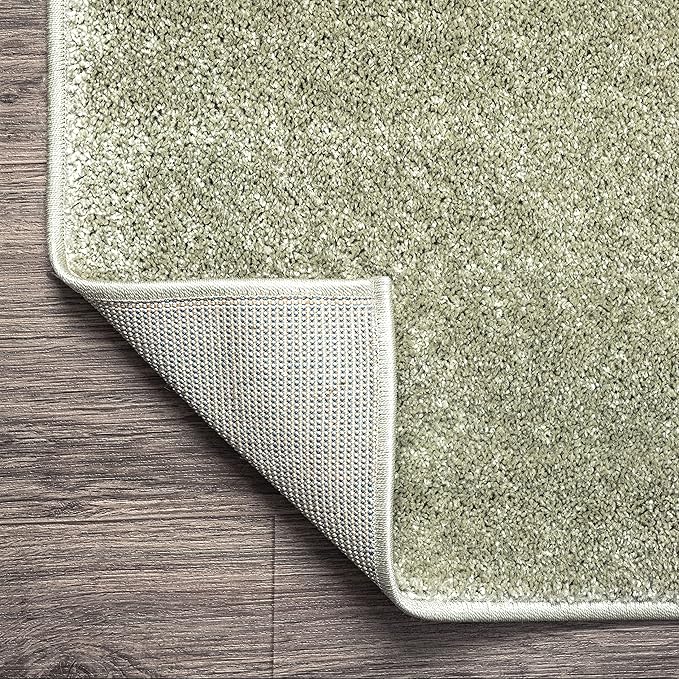 Eyely UES100O-14 Supersoft Haze Solid Low-Pile Indoor Area Rug, Coastal, Bohemian, Minimalist, Classic, Casual for Bedroom,Kitchen,Living Room,Non Shedding,Easy-Washing, Green, 10 X 14