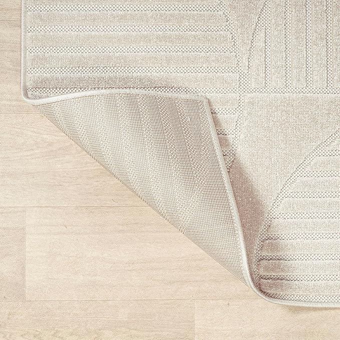 JONATHAN Y Nordby High-Low Arch Striped Ivory/Cream Indoor/Outdoor Area Rug, 5x8, Modern, Contemporary, Geometric, Bohemian, Bedroom, Kitchen, Living Room, Non Shedding (SCN104B-5)