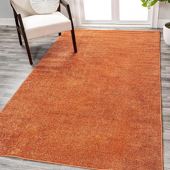 Eyely UES100M-9 Supersoft Haze Solid Low-Pile Indoor Area Rug, Coastal, Bohemian, Minimalist, Classic, Casual for Bedroom,Kitchen,Living Room,Non Shedding,Easy-Washing, Orange, 9 X 12
