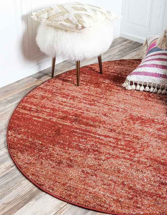 Unique Loom Del Mar Collection Area Rug - Lucille (6' 1" Round, Terracotta/ Red)
