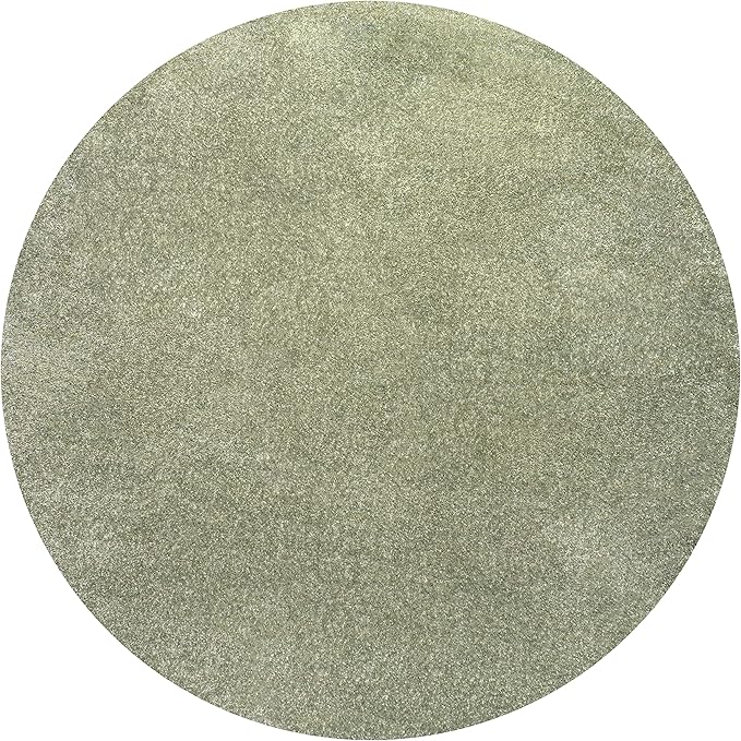 Eyely UES100O-8R Supersoft Haze Solid Low-Pile Indoor Area Rug, Coastal, Bohemian, Minimalist, Classic, Casual for Bedroom,Kitchen,Living Room,Non Shedding,Easy-Washing, Green, 8' Round
