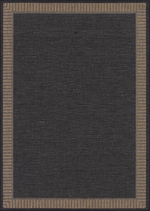 Couristan Recife Indoor Outdoor Rug - Wicker Stitch 8'6" x 13' Rectangle in Black and Brown, Hose Washable, Low Pile, Pet- Kid Friendly Home Decor for Living Room, Patio Furniture Set, Kitchen