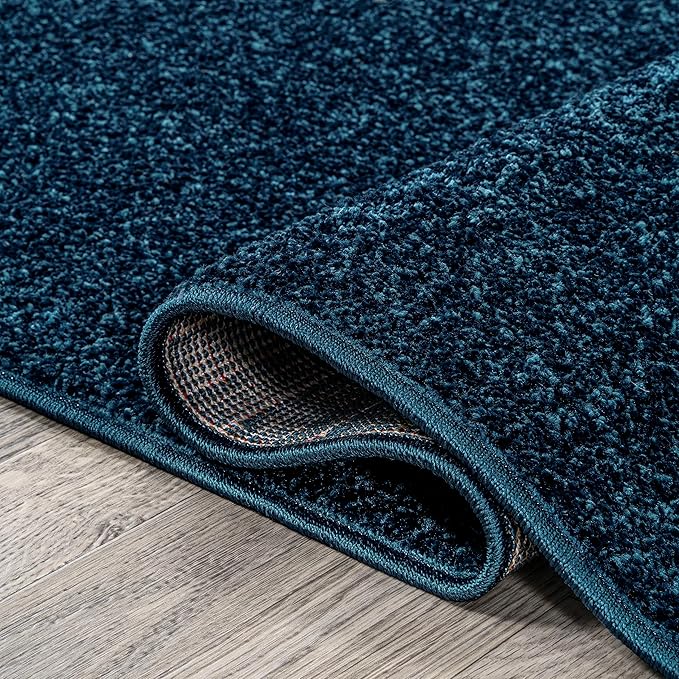 Eyely UES100C-6OV Supersoft Haze Solid Low-Pile Indoor Area Rug, Coastal, Bohemian, Minimalist, Classic, Casual for Bedroom,Kitchen,Living Room,Non Shedding,Easy-Washing, Blue, 6 X 9 Oval