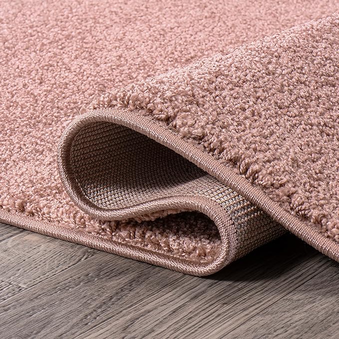 Eyely UES100P-5OV Supersoft Haze Solid Low-Pile Indoor Area Rug, Coastal, Bohemian, Minimalist, Classic, Casual for Bedroom,Kitchen,Living Room,Non Shedding,Easy-Washing, Pink, 5 X 8 Oval