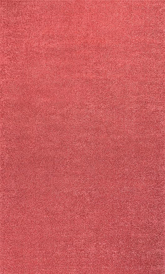 Eyely UES100E-9 Supersoft Haze Solid Low-Pile Indoor Area Rug, Coastal, Bohemian, Minimalist, Classic, Casual for Bedroom,Kitchen,Living Room,Non Shedding,Easy-Washing, Red, 9 X 12