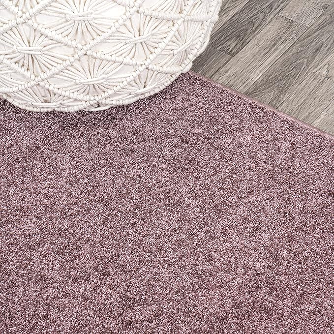 Eyely UES100R-7SQ Supersoft Haze Solid Low-Pile Indoor Area Rug, Coastal, Bohemian, Minimalist, Classic, Casual for Bedroom,Kitchen,Living Room,Non Shedding,Easy-Washing, Purple, 7' Square