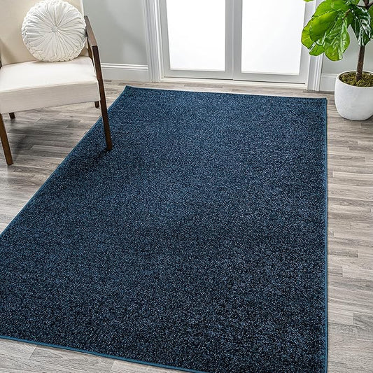 Eyely UES100C-15 Supersoft Haze Solid Low-Pile Indoor Area Rug, Coastal, Bohemian, Minimalist, Classic, Casual for Bedroom,Kitchen,Living Room,Non Shedding,Easy-Washing, Blue, 12 X 15