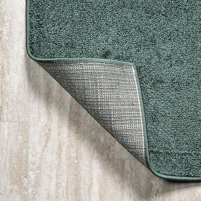 Eyely UES100L-6OV Supersoft Haze Solid Low-Pile Indoor Area Rug, Coastal, Bohemian, Minimalist, Classic, Casual for Bedroom,Kitchen,Living Room,Non Shedding,Easy-Washing, Green, 6 X 9 Oval
