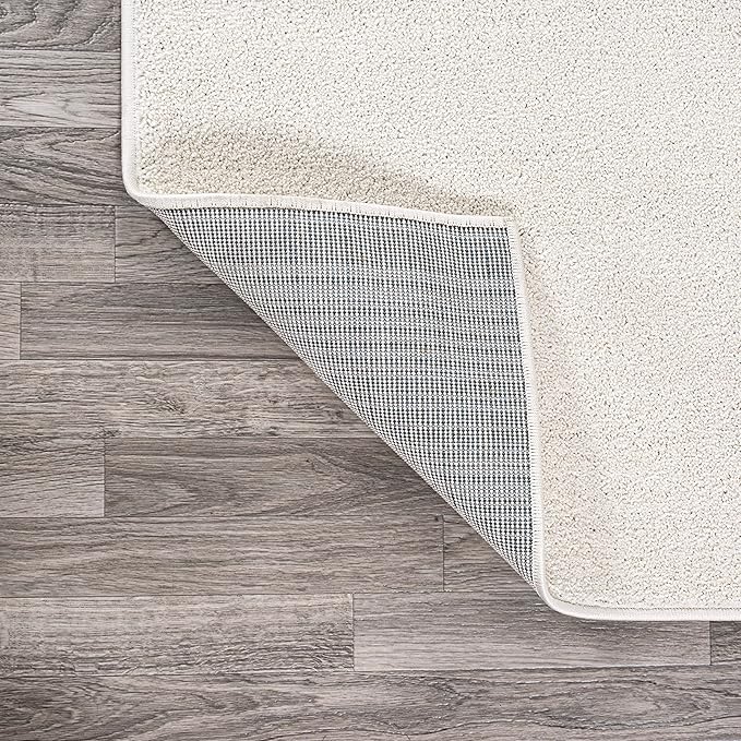 Eyely UES100T-6SQ Supersoft Haze Solid Low-Pile Indoor Area Rug, Coastal, Bohemian, Minimalist, Classic, Casual for Bedroom,Kitchen,Living Room,Non Shedding,Easy-Washing, Cream, 6' Square