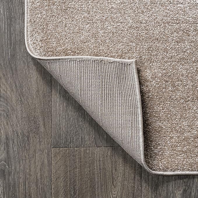 Eyely UES100G-212 Supersoft Haze Solid Low-Pile Indoor Runner Rug, Coastal, Bohemian, Minimalist, Classic, Casual for Bedroom,Kitchen,Living Room,Non Shedding,Easy-Washing, Beige, 2 X 12