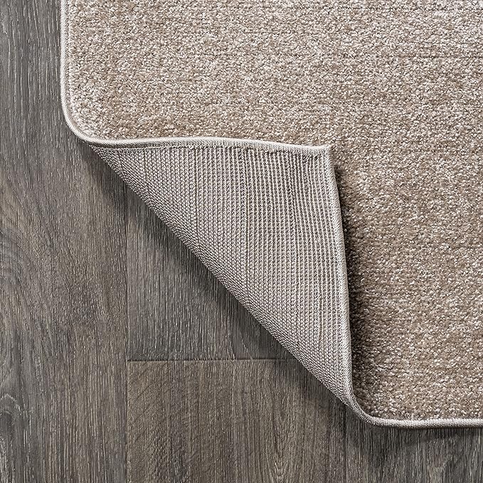 Eyely UES100G-5OV Supersoft Haze Solid Low-Pile Indoor Area Rug, Coastal, Bohemian, Minimalist, Classic, Casual for Bedroom,Kitchen,Living Room,Non Shedding,Easy-Washing, Beige, 5 X 8 Oval