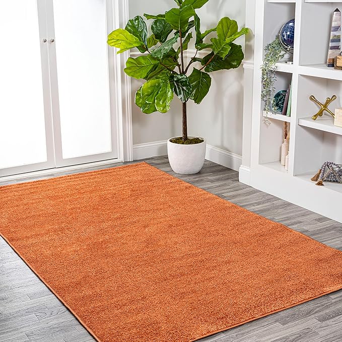 Eyely UES100M-6 Supersoft Haze Solid Low-Pile Indoor Area Rug, Coastal, Bohemian, Minimalist, Classic, Casual for Bedroom,Kitchen,Living Room,Non Shedding,Easy-Washing, Orange, 6 X 9
