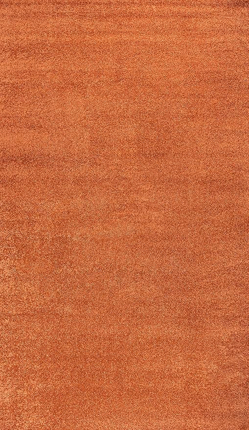 Eyely UES100M-14 Supersoft Haze Solid Low-Pile Indoor Area Rug, Coastal, Bohemian, Minimalist, Classic, Casual for Bedroom,Kitchen,Living Room,Non Shedding,Easy-Washing, Orange, 10 X 14