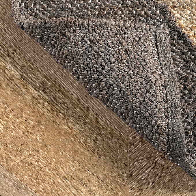 nuLOOM Pandora Diamond Jute Area Rug - 6' x 8', 8' 10' Geometric Jute & Cotton Square Medium Pile Indoor Bohemian Handcrafted Living Room Dining Room Bedroom Kitchen Hallway High Traffic Area Rug