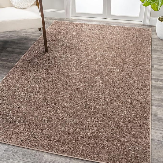 Eyely UES100J-14 Supersoft Haze Solid Low-Pile Indoor Area Rug, Coastal, Bohemian, Minimalist, Classic, Casual for Bedroom,Kitchen,Living Room,Non Shedding,Easy-Washing, Brown, 10 X 14