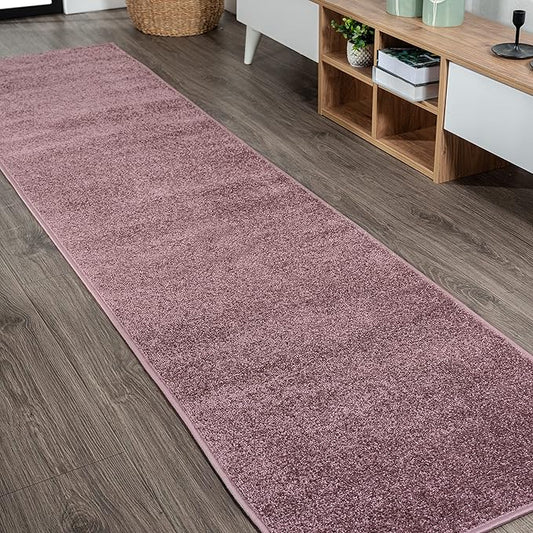 Eyely UES100R-212 Supersoft Haze Solid Low-Pile Indoor Runner Rug, Coastal, Bohemian, Minimalist, Classic, Casual for Bedroom,Kitchen,Living Room,Non Shedding,Easy-Washing, Purple, 2 X 12
