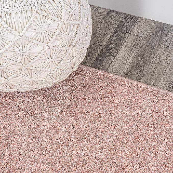 Eyely UES100P-4R Supersoft Haze Solid Low-Pile Indoor Area Rug, Coastal, Bohemian, Minimalist, Classic, Casual for Bedroom,Kitchen,Living Room,Non Shedding,Easy-Washing, Pink, 4' Round