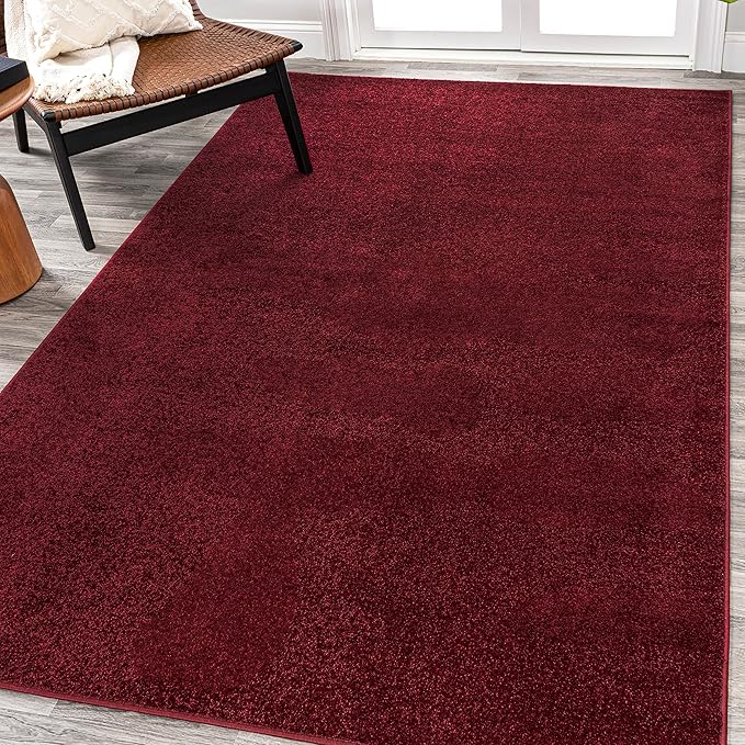 Eyely UES100Q-6 Supersoft Haze Solid Low-Pile Indoor Area Rug, Coastal, Bohemian, Minimalist, Classic, Casual for Bedroom,Kitchen,Living Room,Non Shedding,Easy-Washing, Red, 6 X 9