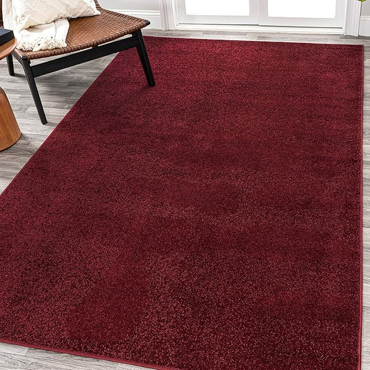 Eyely UES100Q-6 Supersoft Haze Solid Low-Pile Indoor Area Rug, Coastal, Bohemian, Minimalist, Classic, Casual for Bedroom,Kitchen,Living Room,Non Shedding,Easy-Washing, Red, 6 X 9
