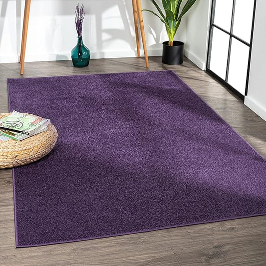 Eyely UES100N-15 Supersoft Haze Solid Low-Pile Indoor Area Rug, Coastal, Bohemian, Minimalist, Classic, Casual for Bedroom,Kitchen,Living Room,Non Shedding,Easy-Washing, Purple, 12 X 15