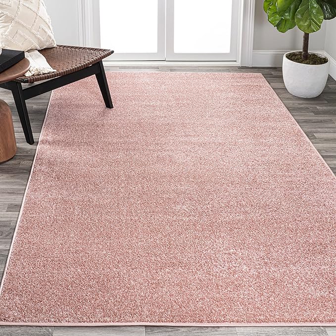 Eyely UES100P-6 Supersoft Haze Solid Low-Pile Indoor Area Rug, Coastal, Bohemian, Minimalist, Classic, Casual for Bedroom,Kitchen,Living Room,Non Shedding,Easy-Washing, Pink, 6 X 9