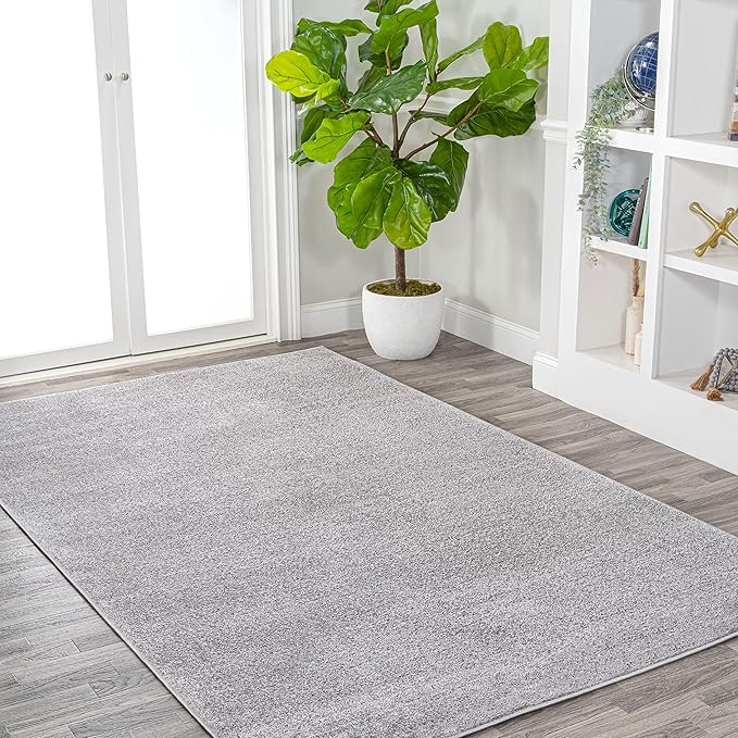 Eyely UES100K-14 Supersoft Haze Solid Low-Pile Indoor Area Rug, Coastal, Bohemian, Minimalist, Classic, Casual for Bedroom,Kitchen,Living Room,Non Shedding,Easy-Washing, Gray, 10 X 14
