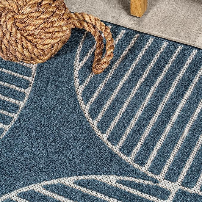 JONATHAN Y Nordby High-Low Arch Striped Navy/Cream Indoor/Outdoor Area Rug, 5x8, Contemporary, Bohemian, Transitional for Bedroom,Kitchen,Living Room,Non Shedding,Easy-Washing (SCN104A-5)