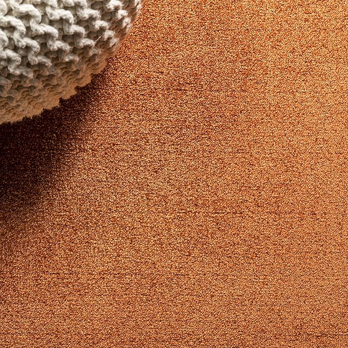 JONATHAN Y Haze Solid Low-Pile Orange 8' Round Indoor Area Rug, Coastal,Bohemian,Minimalist,Classic, Easy-Cleaning for Living Room,Bedroom,Kitchen,Pet Friendly,Non-Shedding (SEU100M-8R)