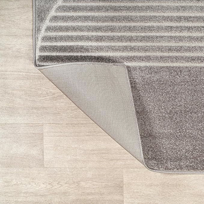 JONATHAN Y Nordby High-Low Arch Striped Gray/Cream Indoor/Outdoor Area Rug, 8x10, Contemporary,Bohemian, Transitional for Bedroom,Kitchen,Living Room,Non Shedding (SCN104C-8)